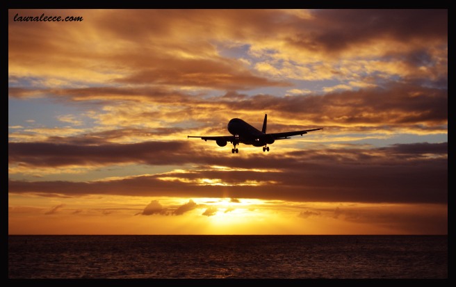 Sunset on Maho Beach - Photograph by Laura Lecce